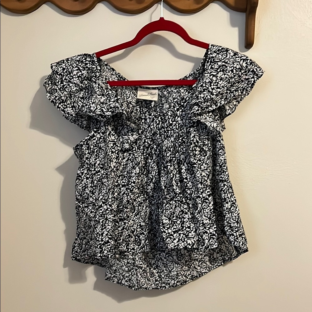 Floral Black and White Top